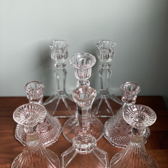 French Crystal Candlesticks,Glass Candleholders, Instant Collection,Gift for Her - Picture 4 of 11